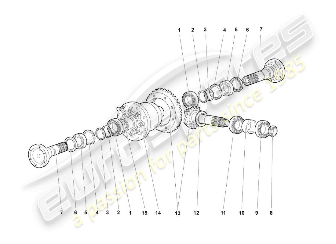 lamborghini lp640 coupe (2009) differenziale con corona e pignone anteriore schema parte