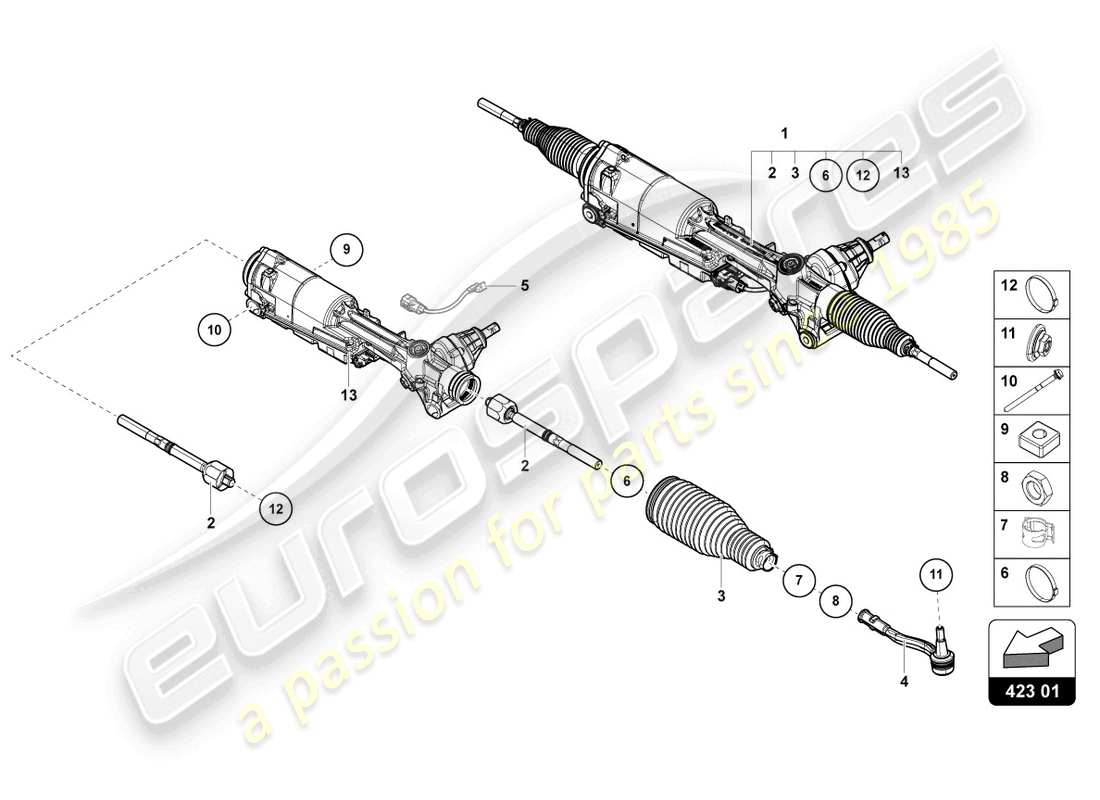 lamborghini urus (2020) sterzo diagramma delle parti