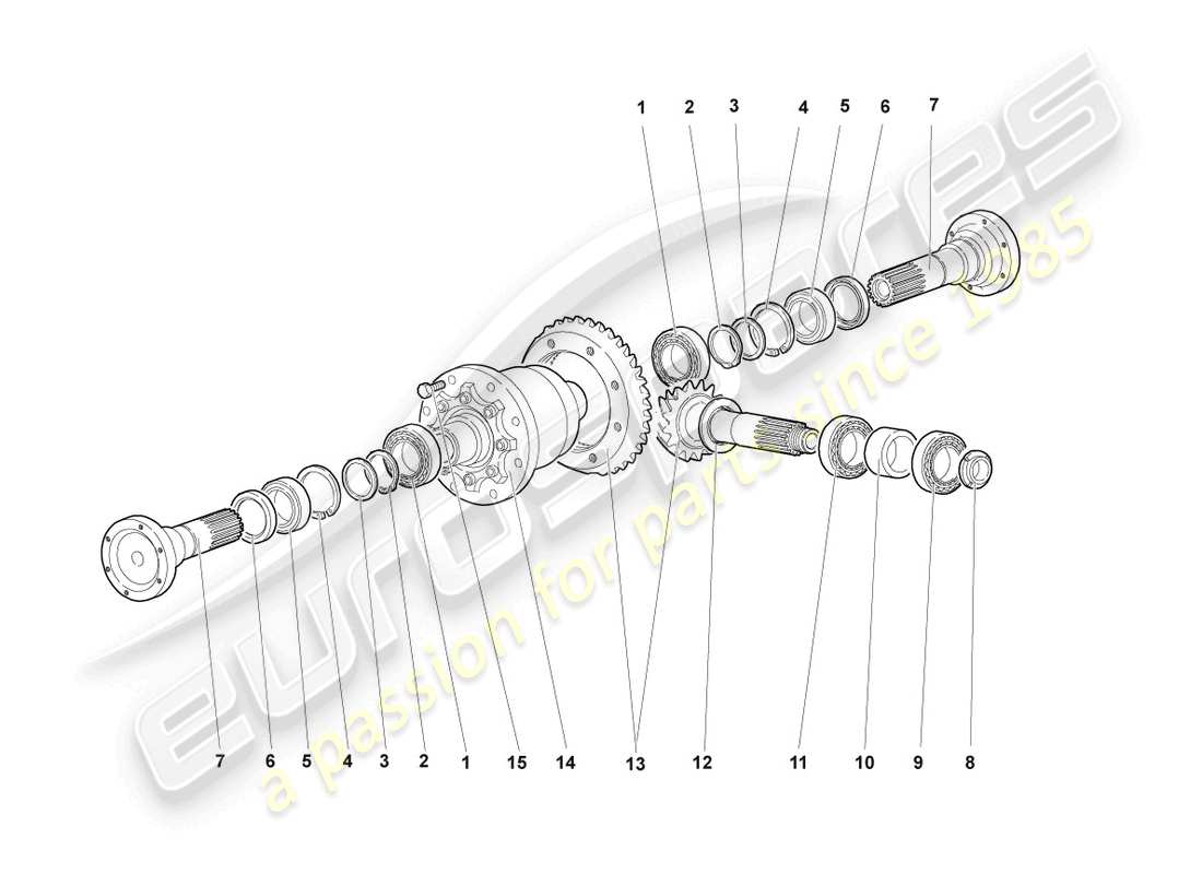 lamborghini lp640 coupe (2010) differenziale con corona e pignone anteriore schema parte