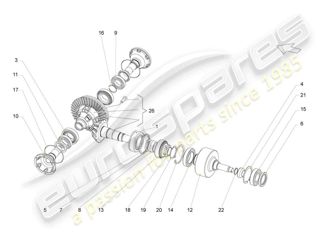 lamborghini gallardo spyder (2007) differenziale assale anteriore diagramma delle parti