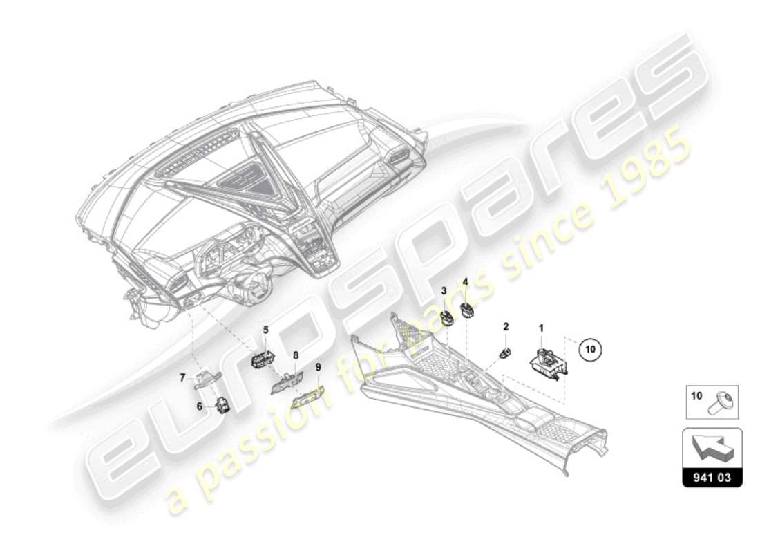 lamborghini revuelto coupe (2024) interruttore diagramma delle parti