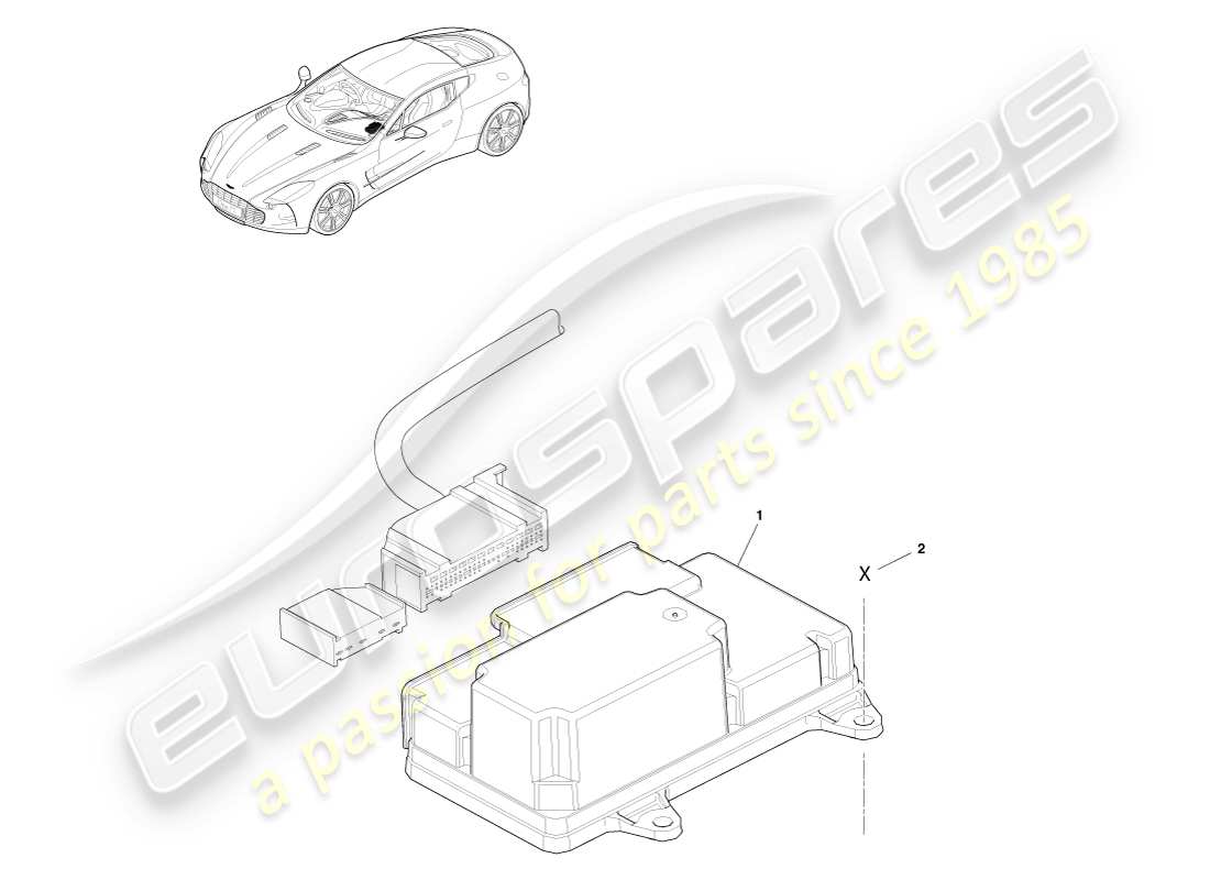 aston martin one-77 (2011) controllo dell'airbag diagramma delle parti