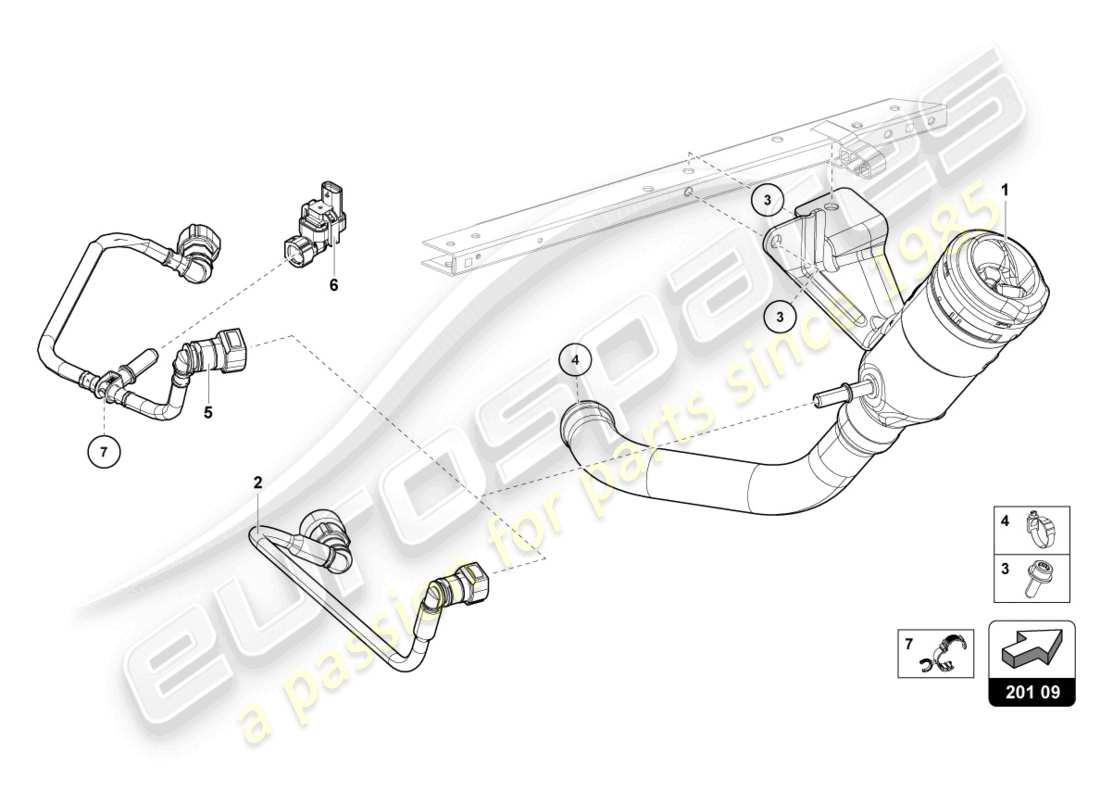 lamborghini evo spyder (2024) collo del riempimento del carburante schema delle parti