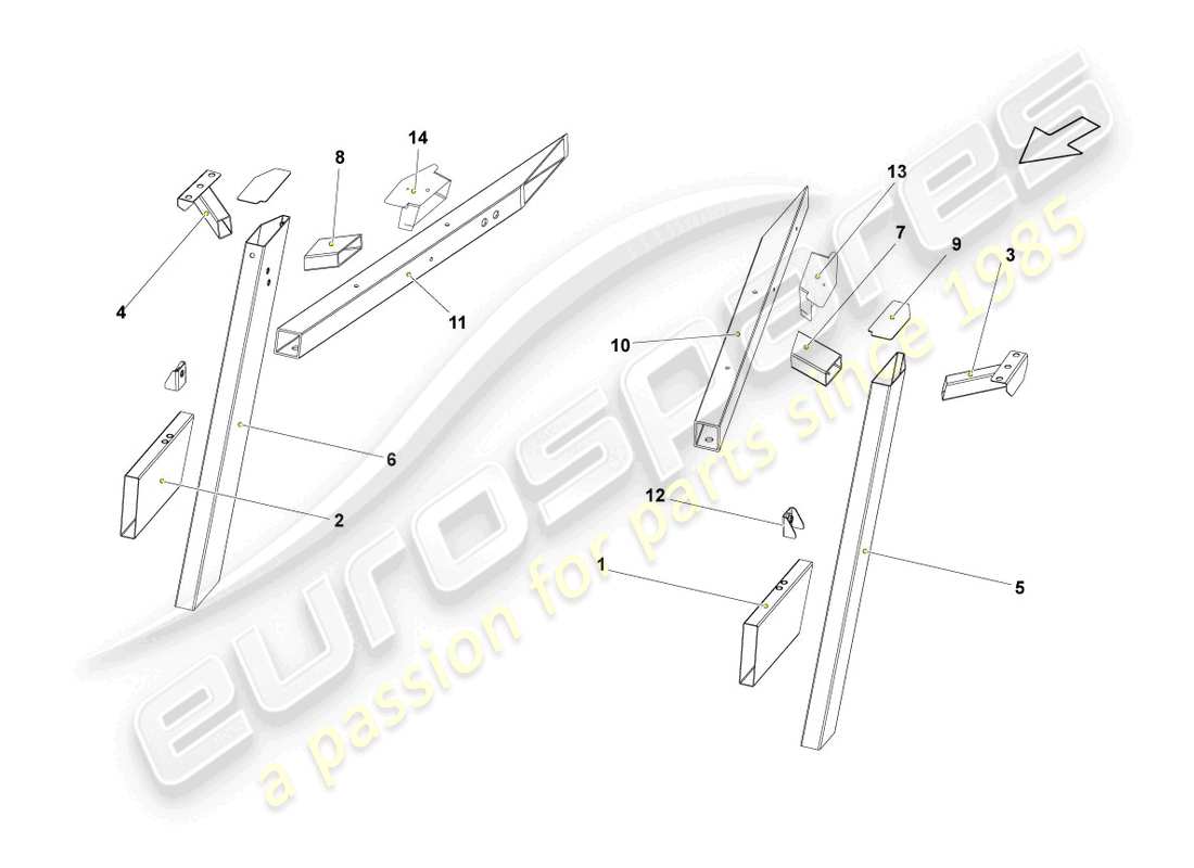 lamborghini lp560-4 spider (2013) parte posteriore lato lato schema delle parti