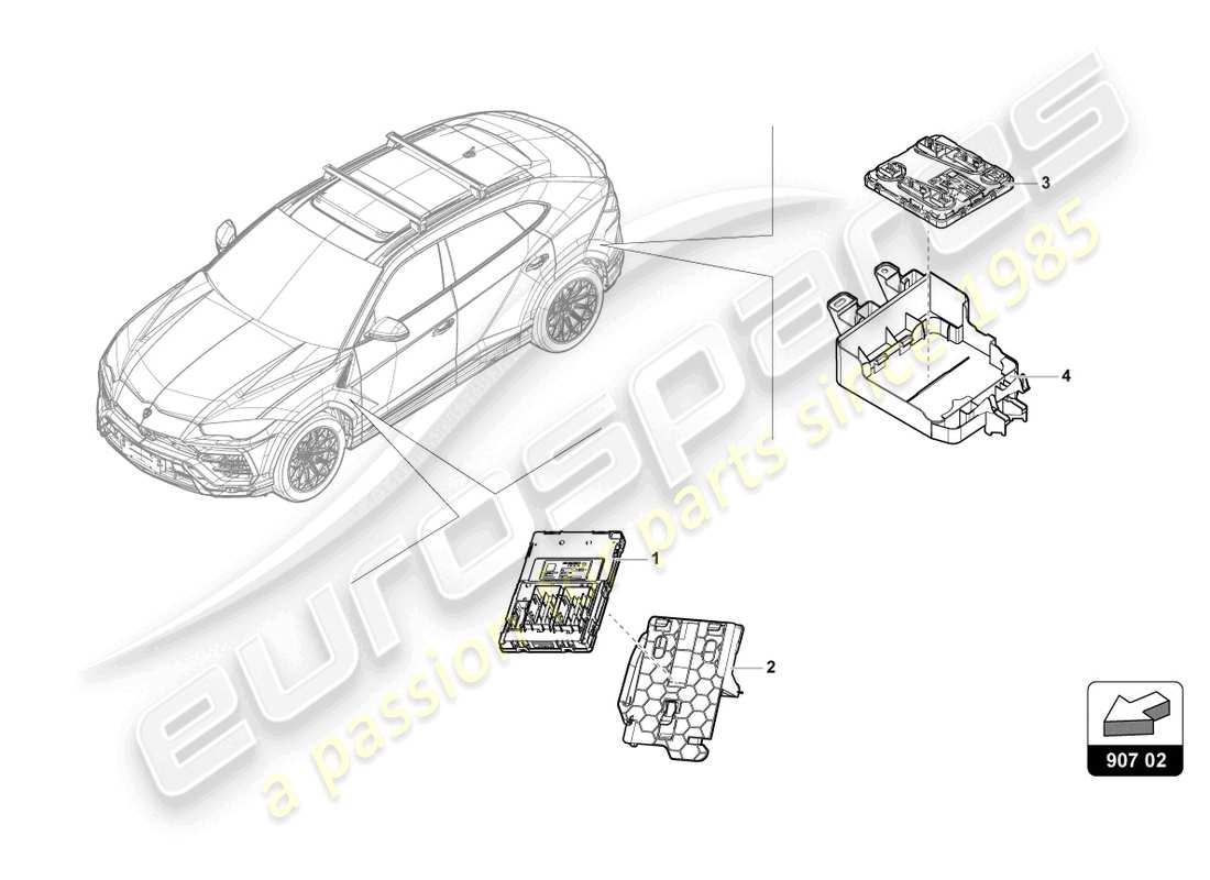 lamborghini urus (2019) centralina alimentazione di bordo diagramma delle parti