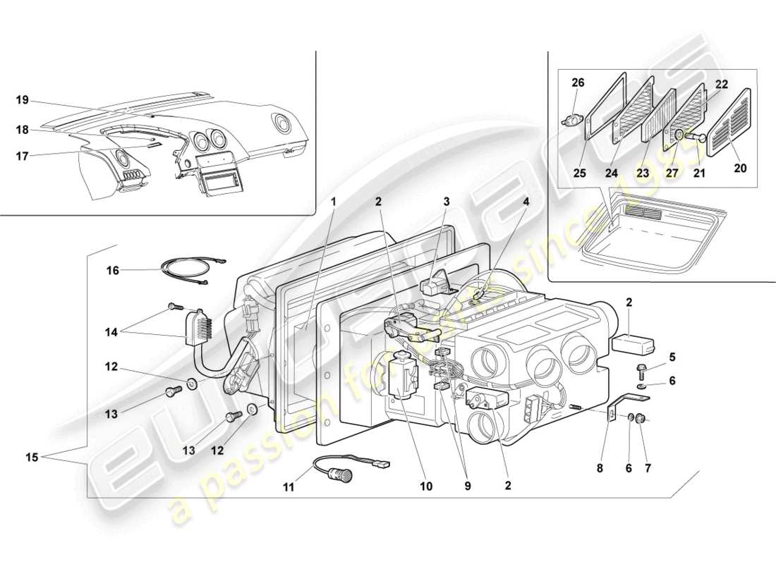 lamborghini lp640 roadster (2010) diagramma delle parti dell'aria condizionata