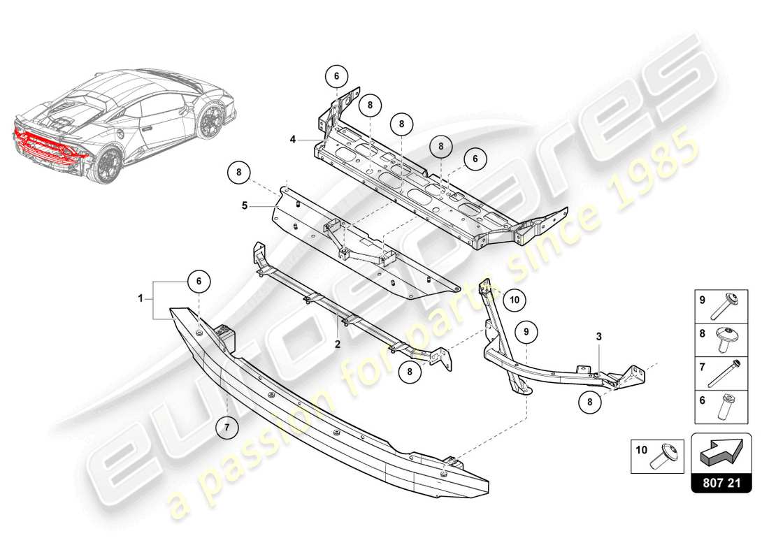 lamborghini tecnica (2024) schema delle parti supporto paraurti