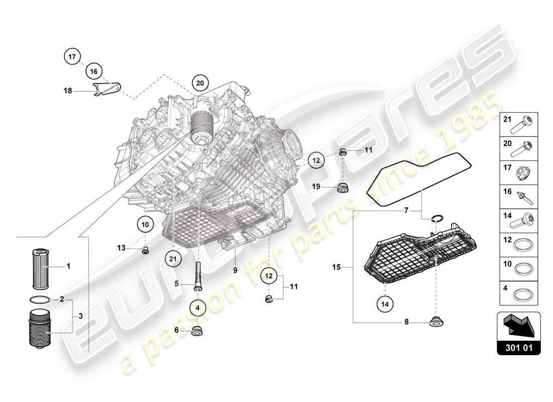 lamborghini evo spyder (2024) schema delle parti filtro olio