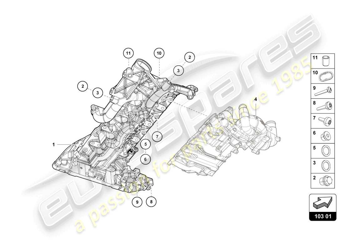 lamborghini evo spyder (2024) coppa olio motore diagramma delle parti