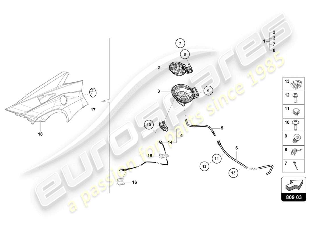 lamborghini sto (2022) sportello del riempimento del carburante schema delle parti