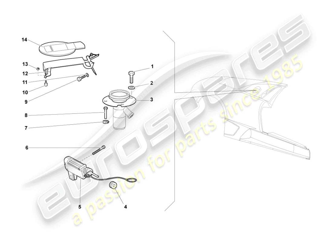 lamborghini lp640 coupe (2009) sportello del riempimento del carburante schema delle parti