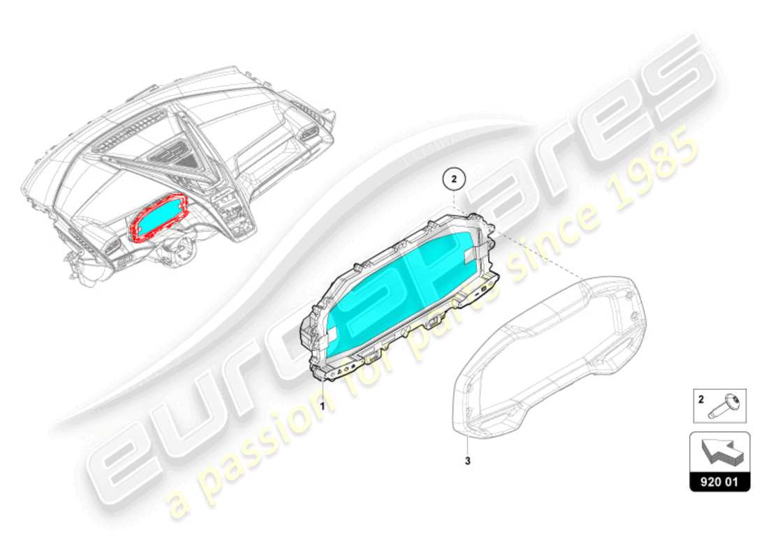 lamborghini revuelto coupe (2024) strumento combinato diagramma delle parti