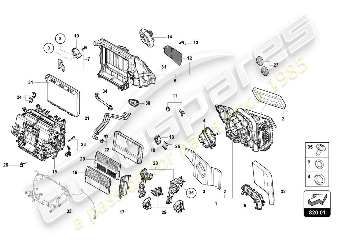 lamborghini urus (2020) impianto di climatizzazione con regolazione elettronica diagramma delle parti