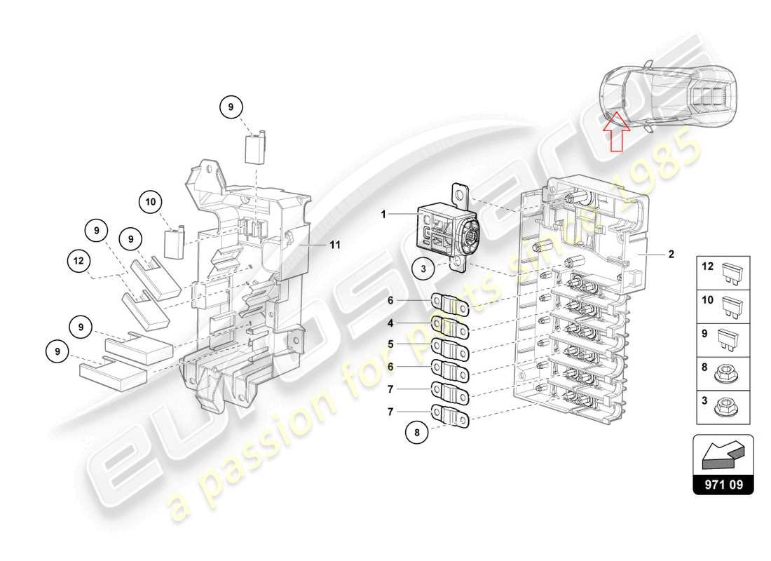 lamborghini tecnica (2024) fusibili schema delle parti