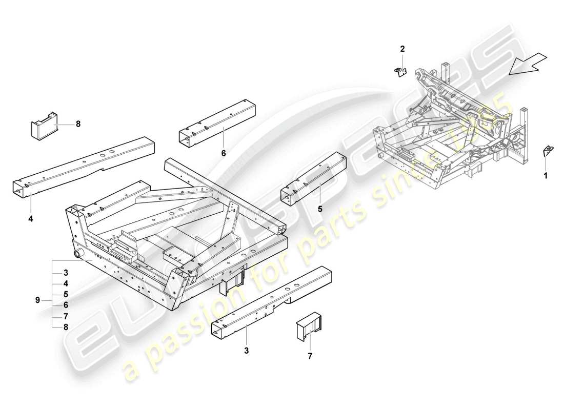 lamborghini lp550-2 coupe (2011) parte anteriore della carrozzeria diagramma delle parti