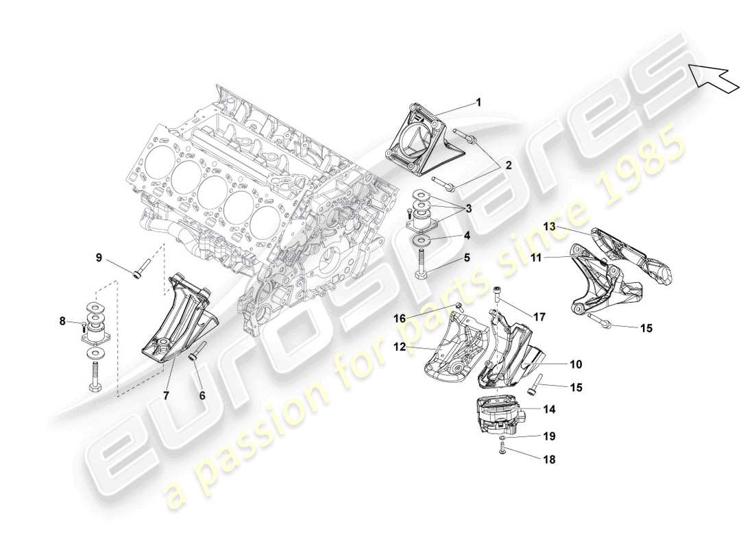 lamborghini gallardo spyder (2006) parti di fissaggio del motore schema delle parti