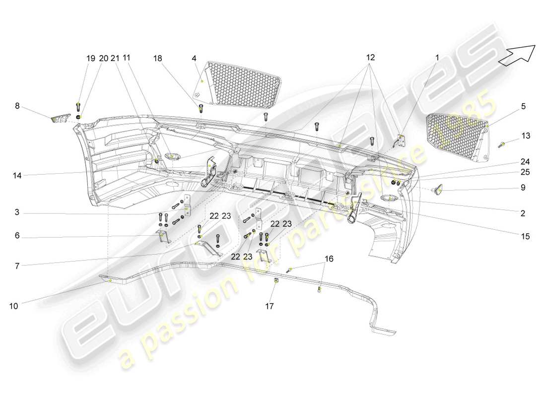 lamborghini gallardo coupe (2004) schema delle parti paraurti anteriore