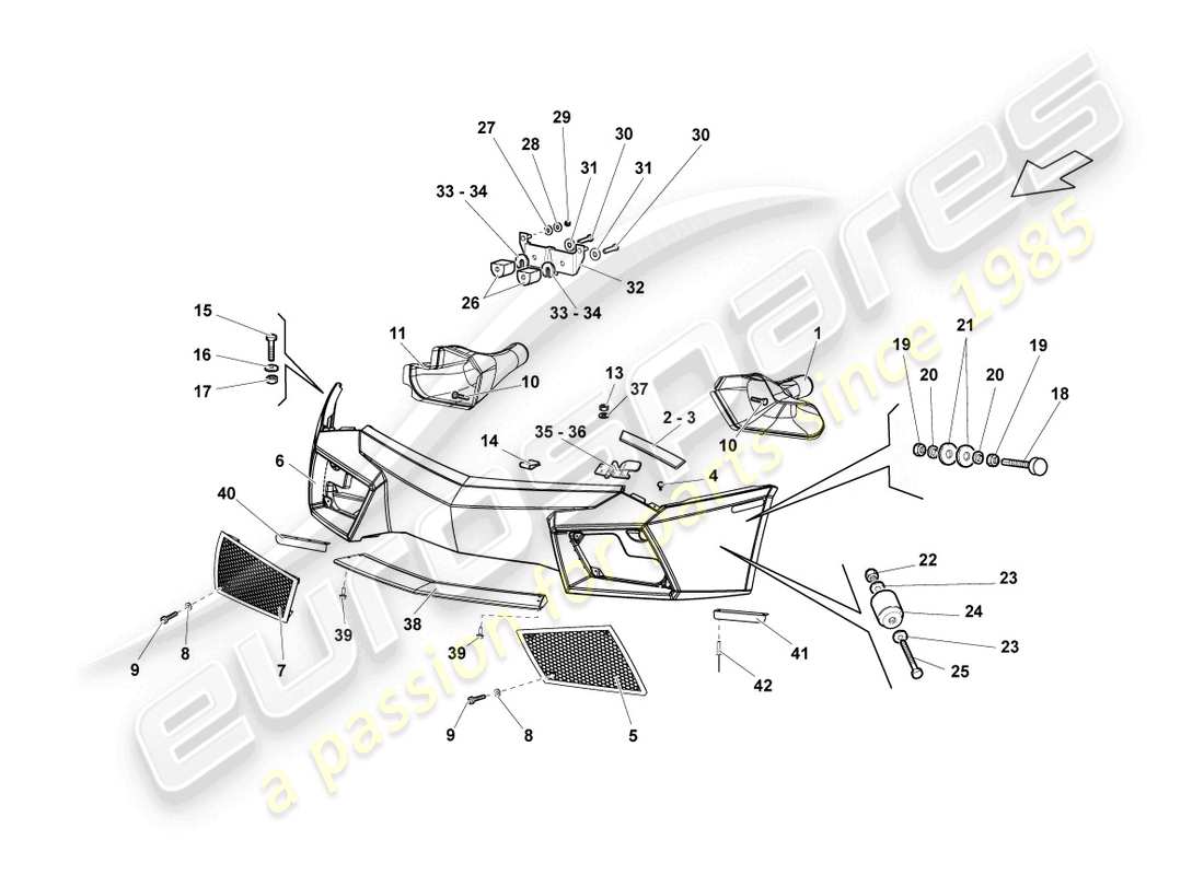 lamborghini reventon paraurti anteriore diagramma delle parti