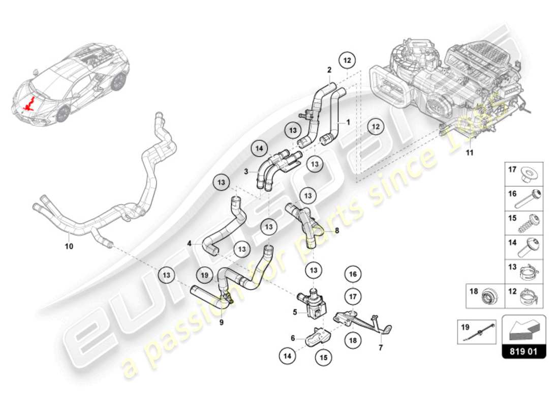 lamborghini revuelto coupe (2024) aria condizionata. sistema / riscaldamento schema parte standard