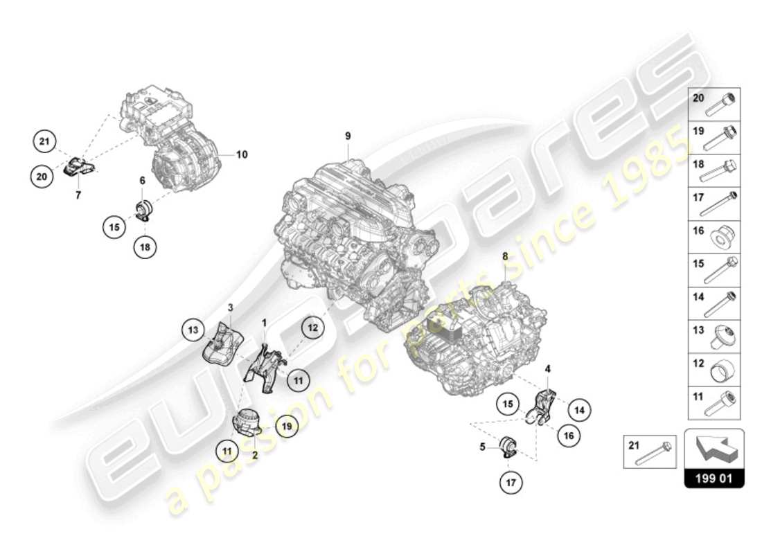 lamborghini revuelto coupe (2024) parti di fissaggio della trasmissione diagramma delle parti