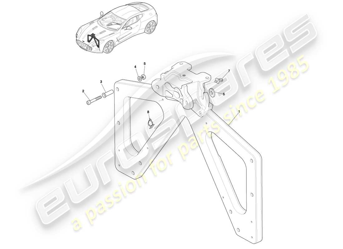 aston martin one-77 (2011) piastra trasversale anteriore diagramma delle parti