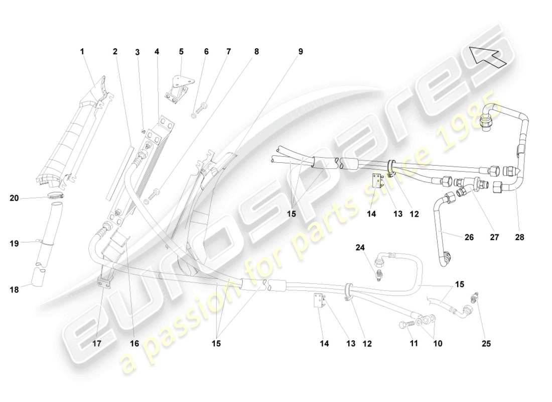 lamborghini superleggera (2008) radiatore olio ingranaggi schema delle parti