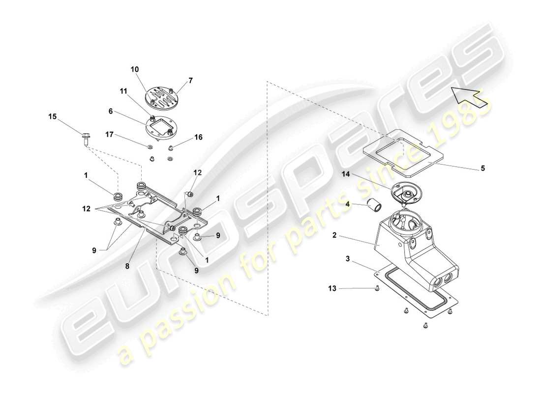 lamborghini gallardo spyder (2006) alloggiamento del selettore schema delle parti