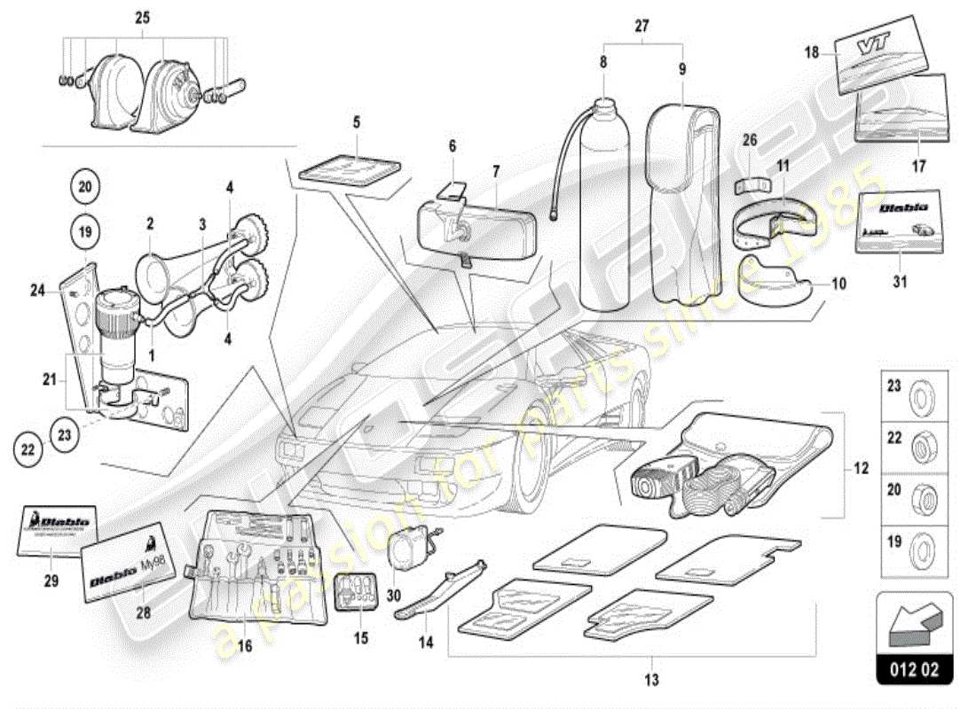 lamborghini diablo vt (1996) strumenti del veicolo diagramma delle parti