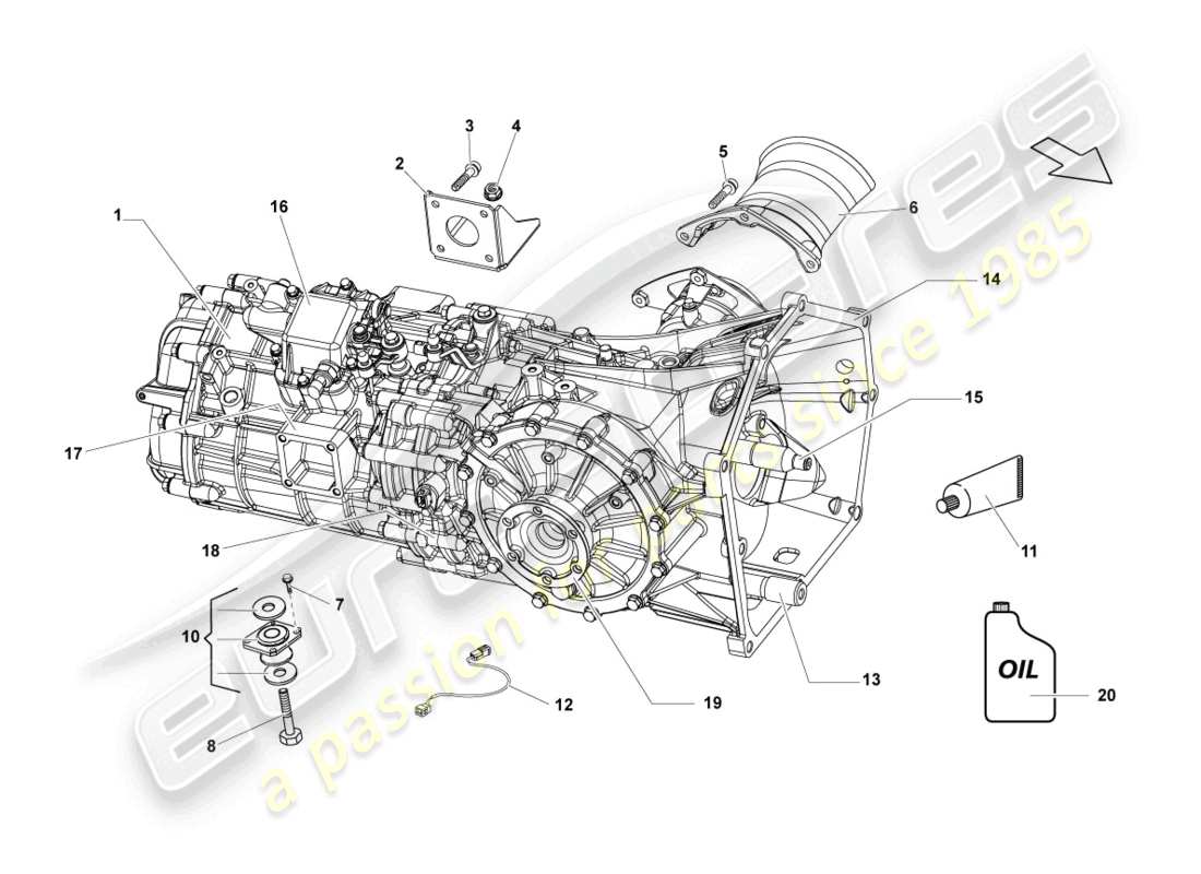 lamborghini lp560-4 coupe (2014) cambio, schema delle parti complete