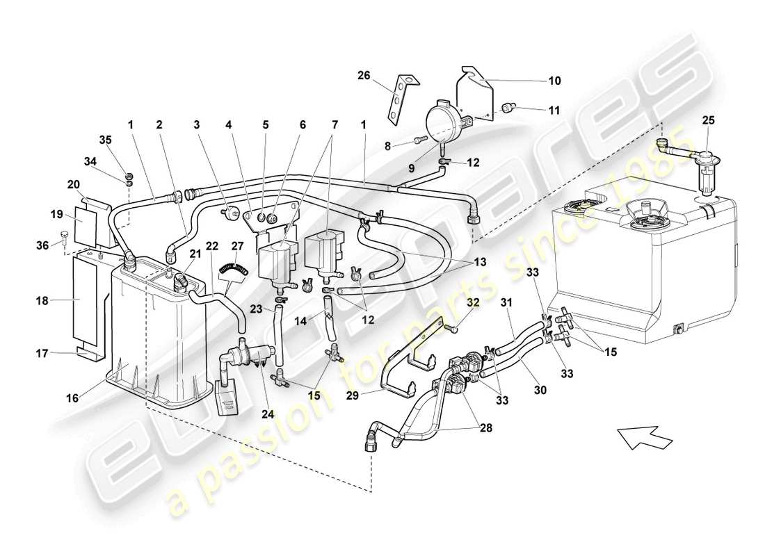 lamborghini lp670-4 sv (2010) contenitore per carbone attivo diagramma delle parti
