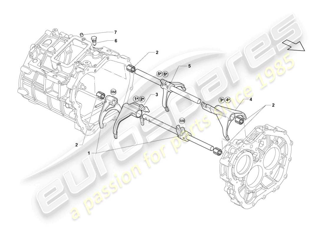 lamborghini superleggera (2008) albero selettore con forcella selez. schema particolare