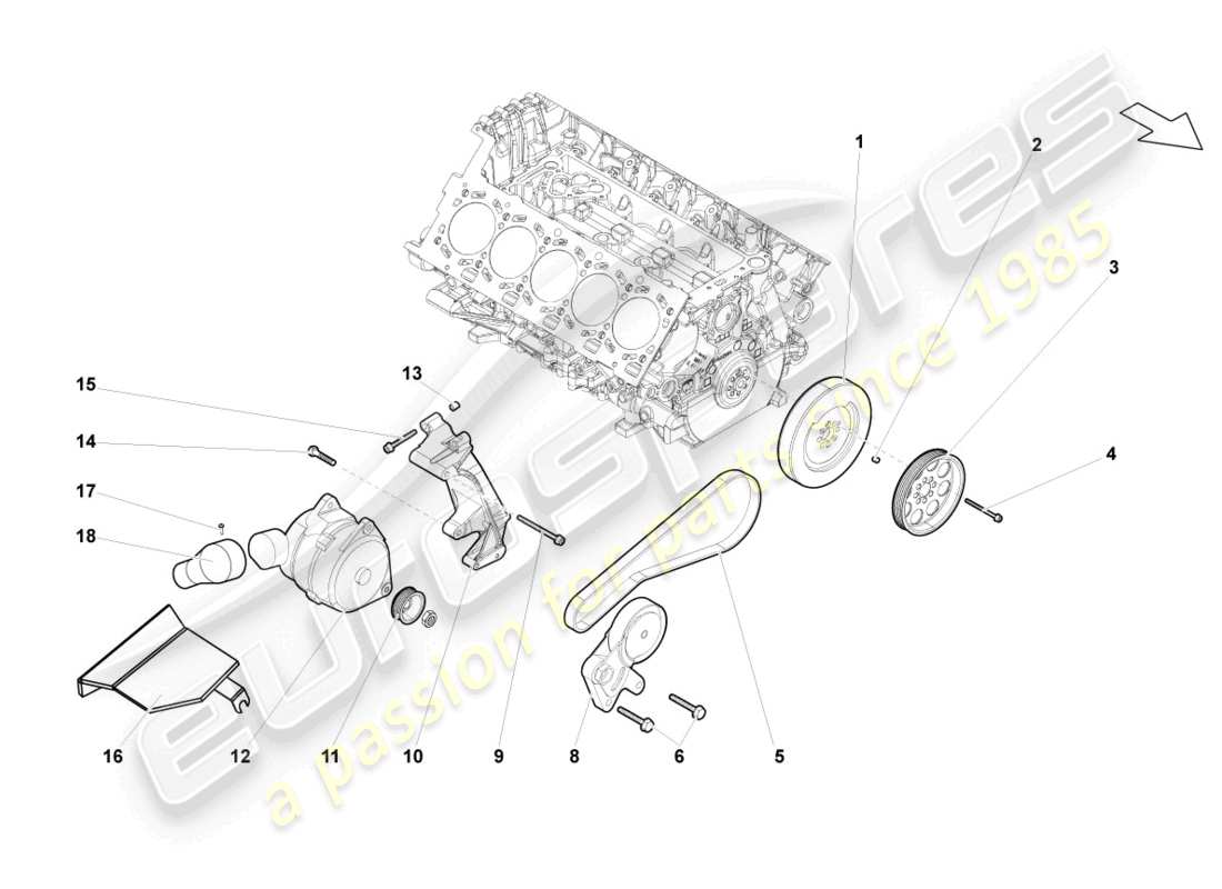 lamborghini superleggera (2008) schema delle parti dell'alternatore