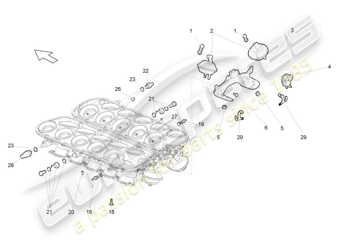 lamborghini superleggera (2008) elemento comando acceleratore diagramma delle parti