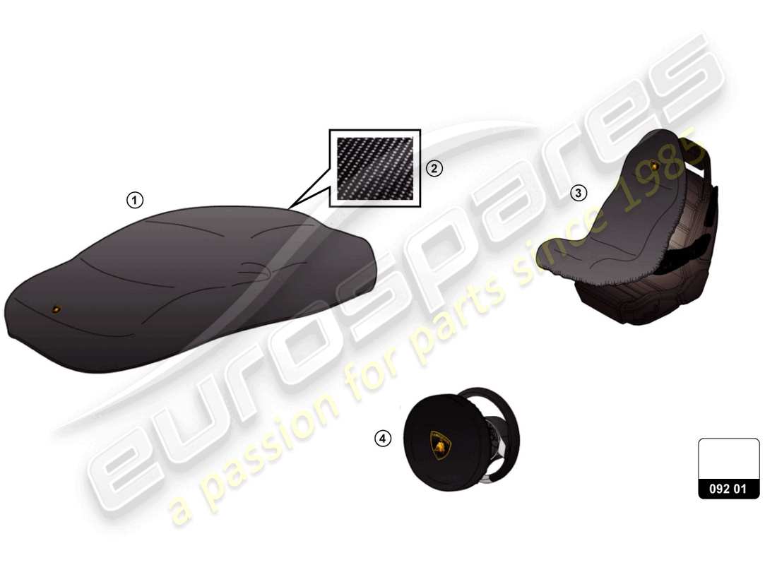 lamborghini accessories (aventador ultimae) schema delle parti di protezione