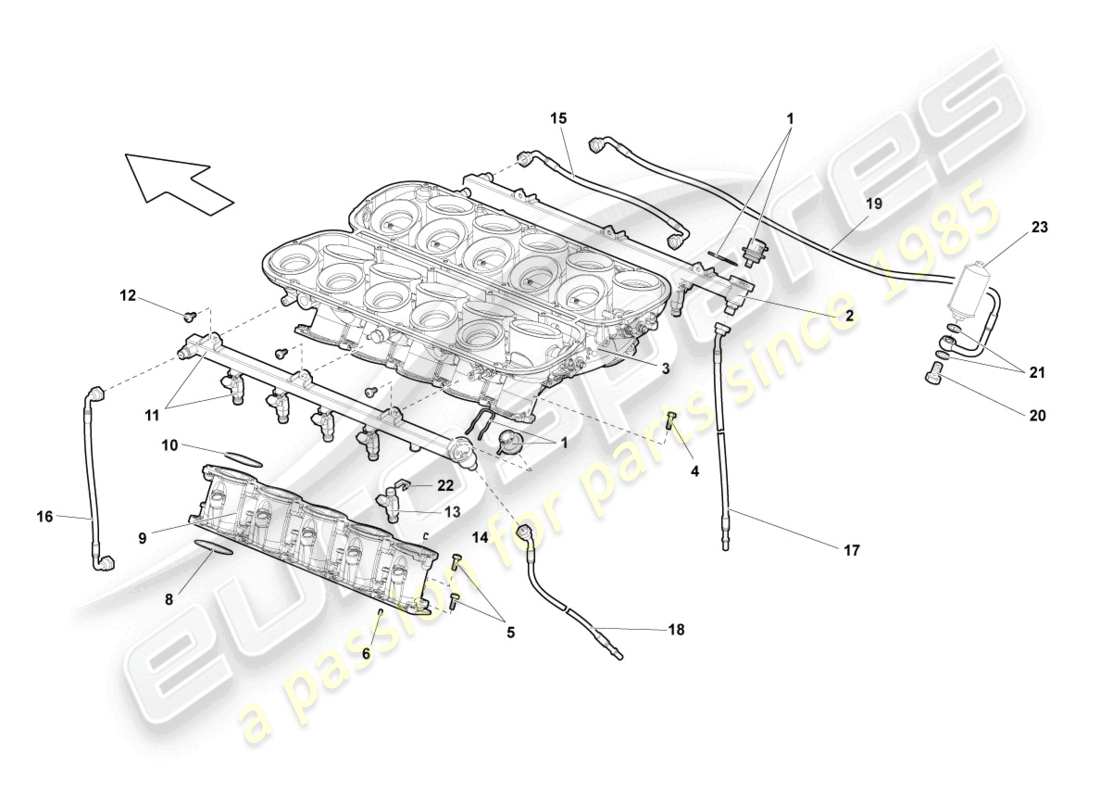 lamborghini gallardo spyder (2006) schema delle parti del sistema di iniezione