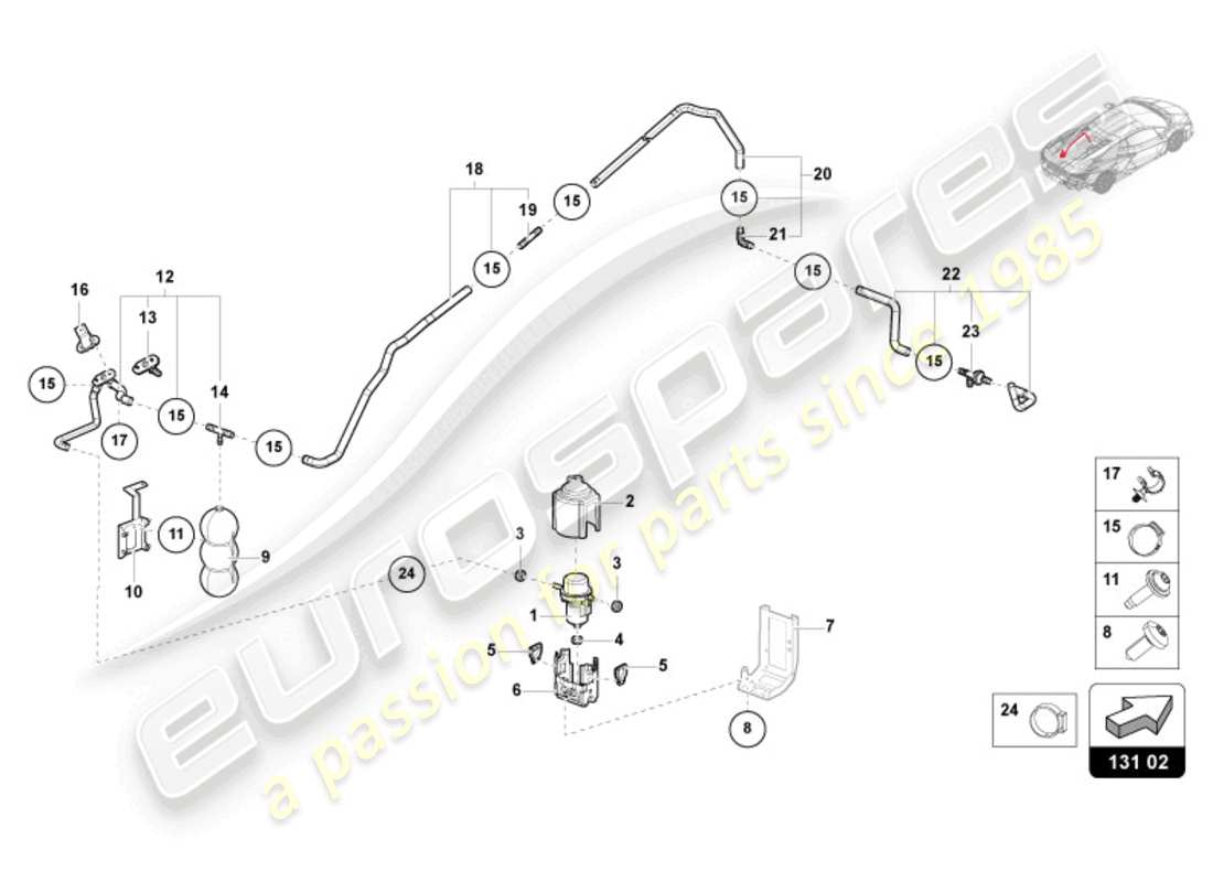 lamborghini revuelto coupe (2024) linea del vuoto diagramma delle parti