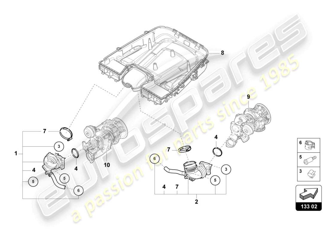 lamborghini urus (2020) connessione aspirazione diagramma delle parti
