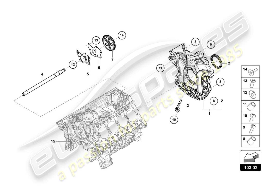 lamborghini urus (2020) schema delle parti della coppa dell'olio