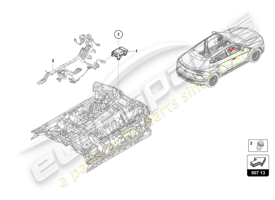 lamborghini urus (2021) centralina per telaio diagramma delle parti