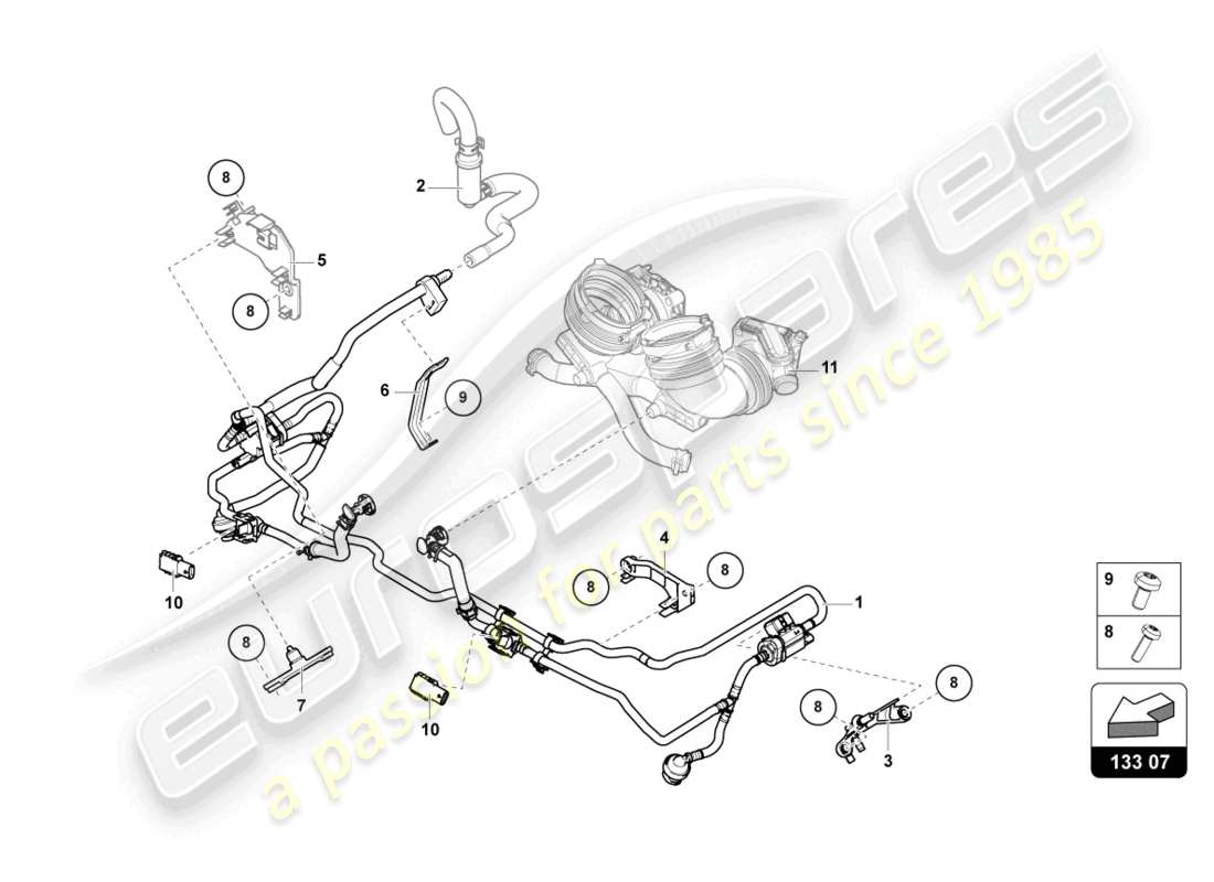 lamborghini urus (2020) linea di alimentazione carburante 4.0 ltr. diagramma delle parti