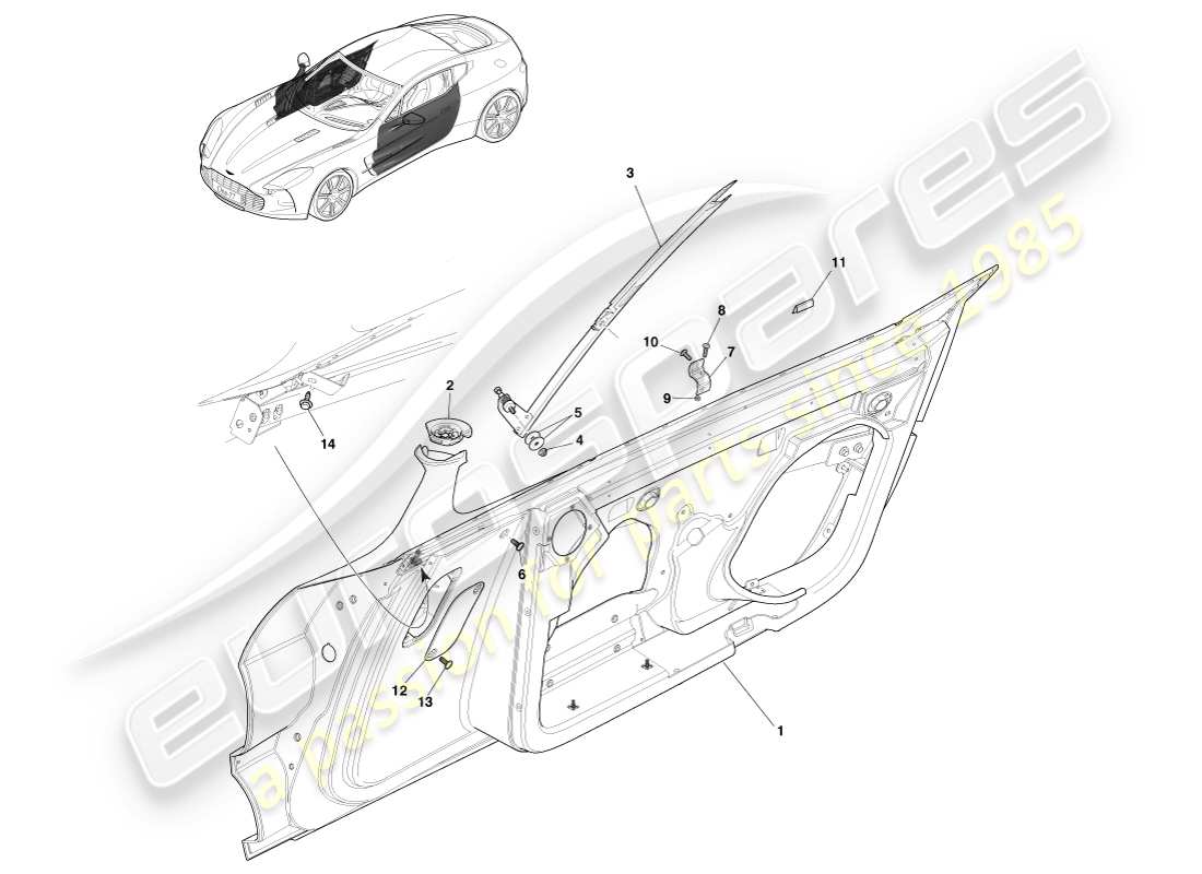 aston martin one-77 (2011) porte anteriori diagramma delle parti