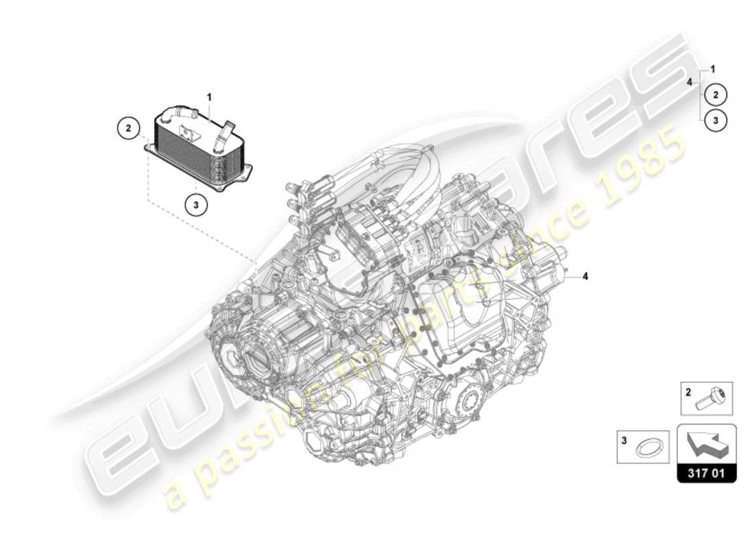 lamborghini revuelto coupe (2024) radiatore olio ingranaggi diagramma delle parti