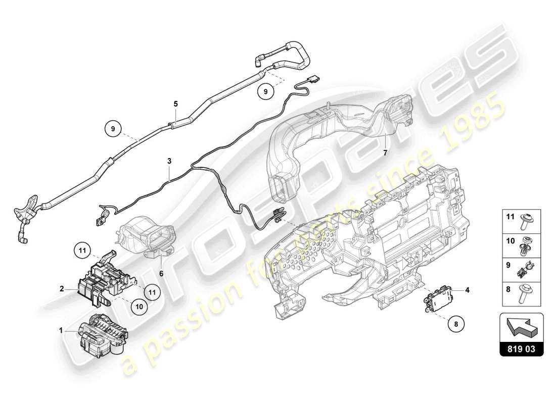 lamborghini urus (2021) erogatore di aromi diagramma delle parti