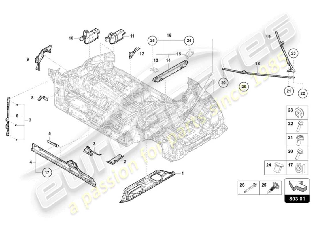 lamborghini urus (2020) sottoscocca diagramma delle parti