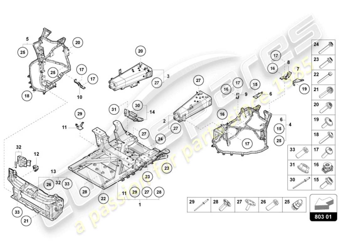 lamborghini revuelto coupe (2024) telaio anteriore diagramma delle parti