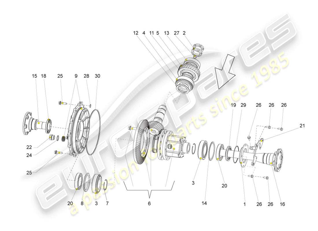 lamborghini superleggera (2008) diagramma della parte differenziale