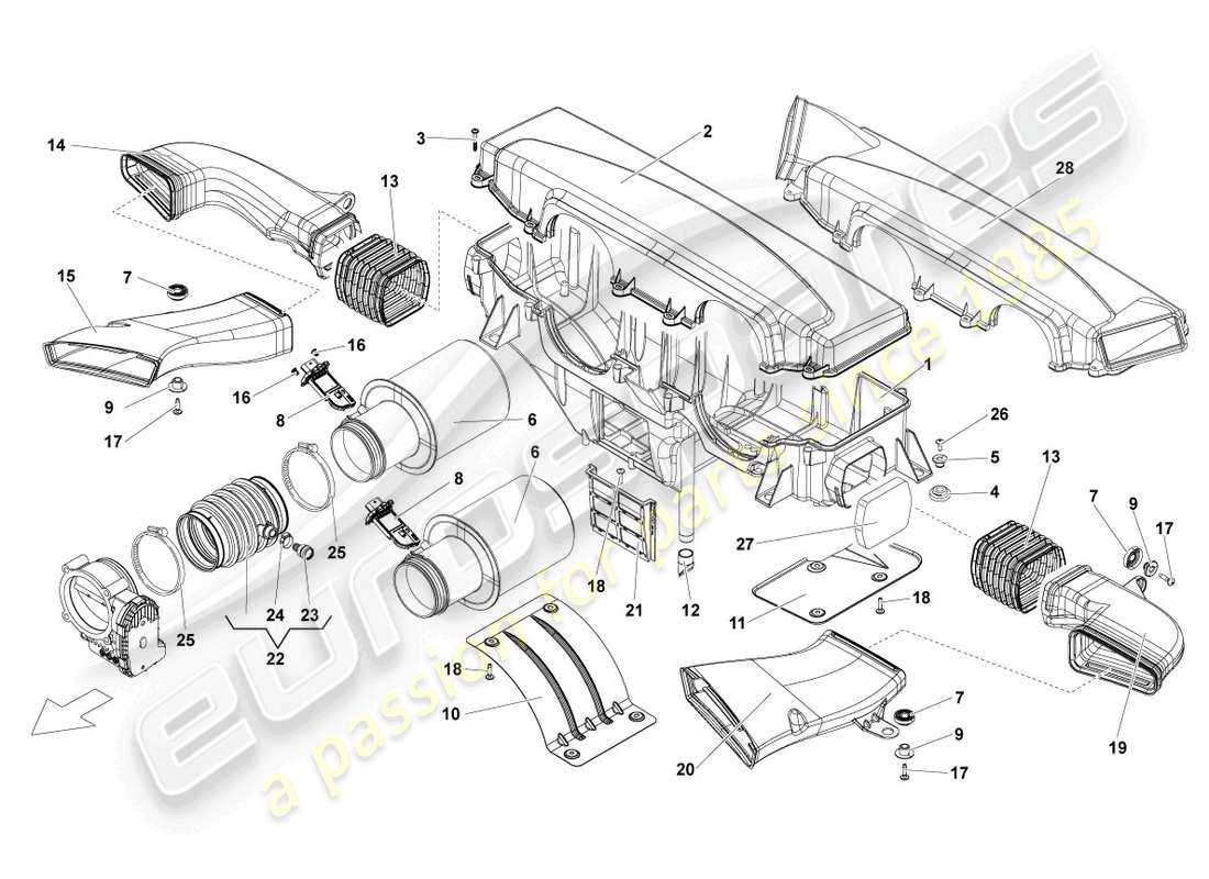 lamborghini lp550-2 coupe (2014) filtro aria con parti di collegamento schema parte