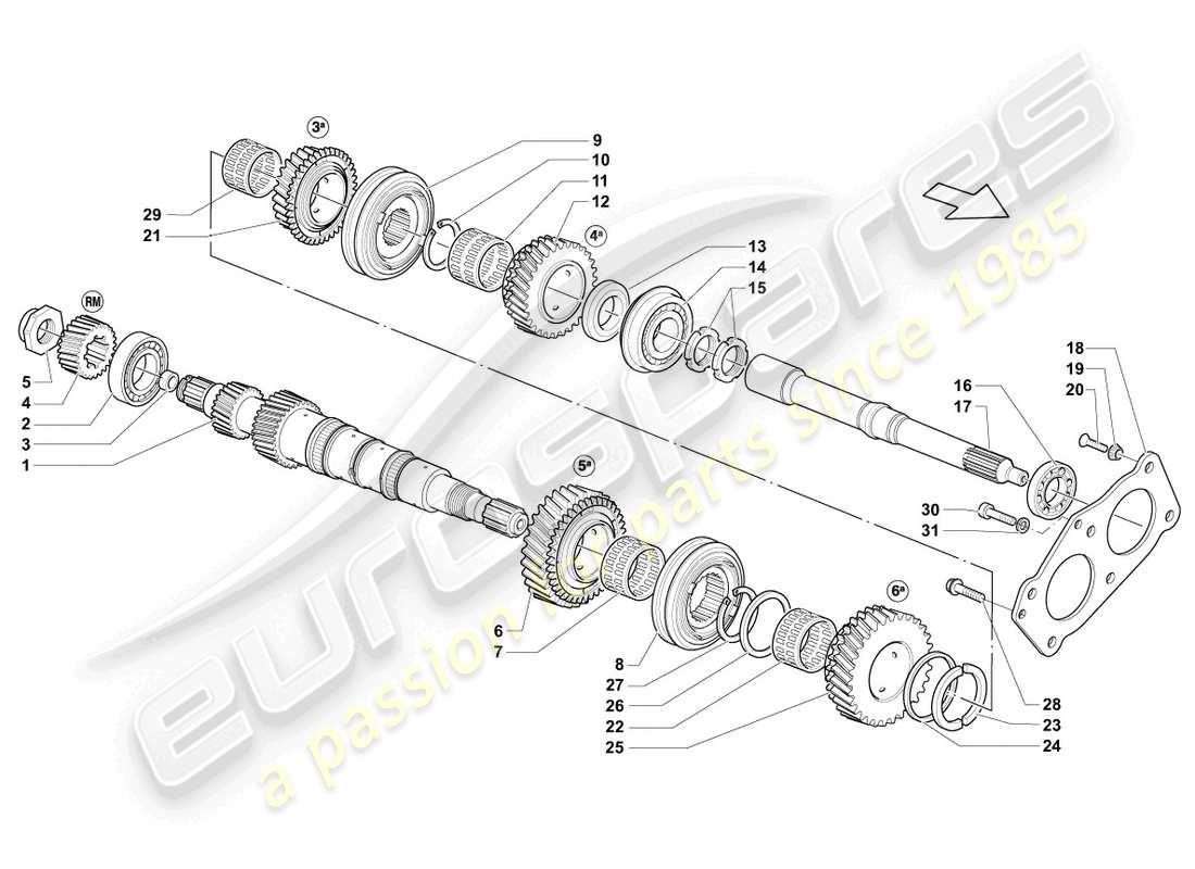 lamborghini lp550-2 spyder (2011) diagramma delle parti dell'albero di entrata