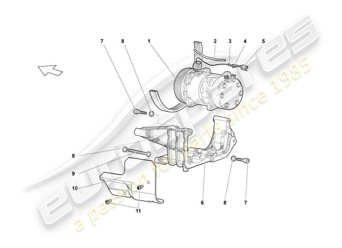 lamborghini lp640 roadster (2010) diagramma delle parti del compressore a/c