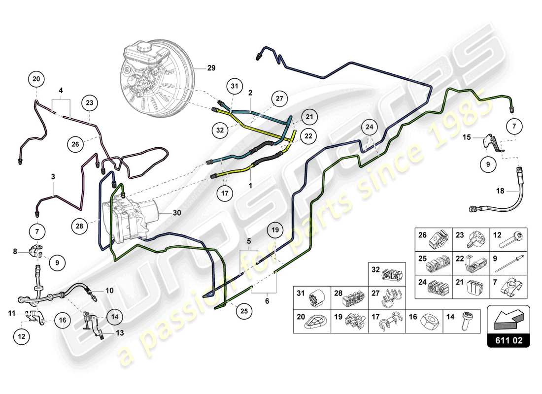 lamborghini urus (2020) tubo freno diagramma delle parti